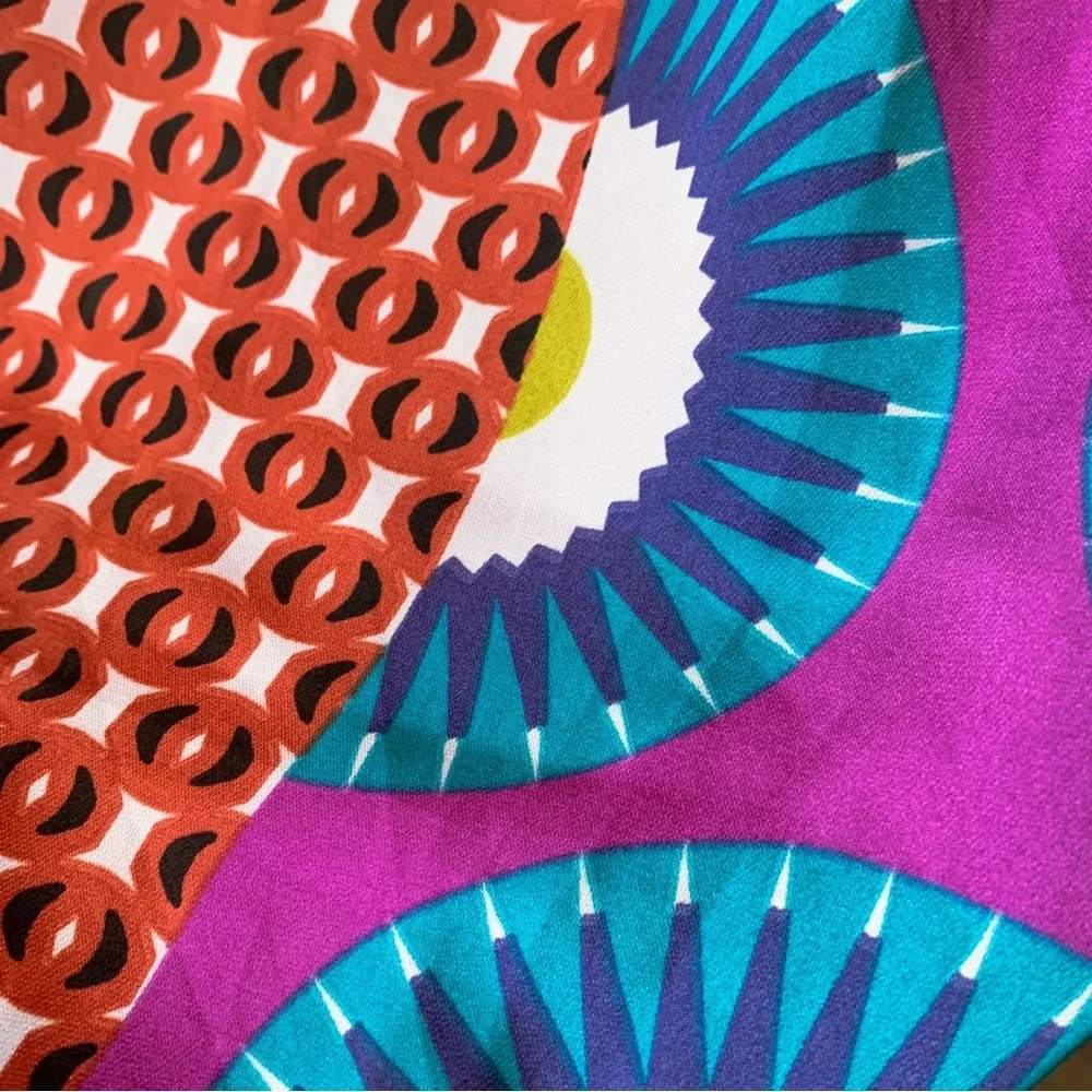 3 for 30 💥 Ventti VTG Satin Strapless Colorful Mini Dress Circus Print Purple - Picture 11 of 16